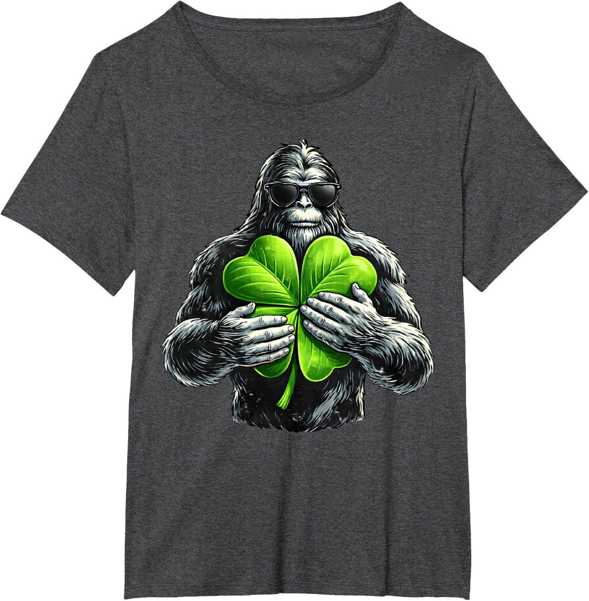 St Patricks Day Bigfoot Sasquatch Shamrock Irish Men Boys T-Shirt - Dark Heather Grey