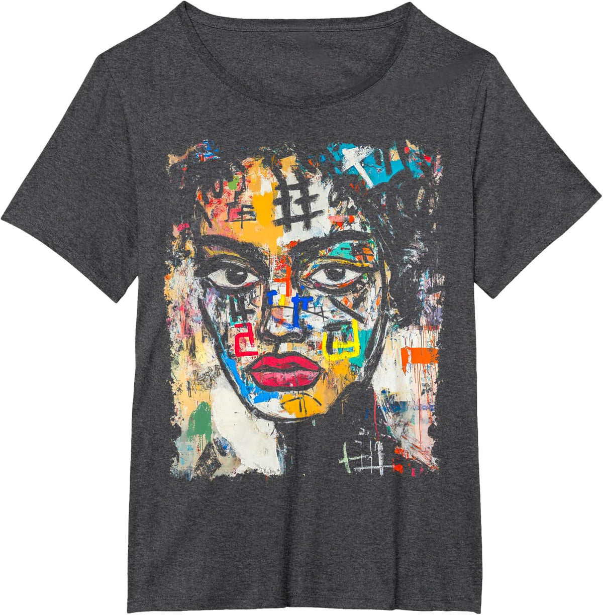 Pop Art Style Women's 90s Graffiti T-Shirt - Dark Heather Grey