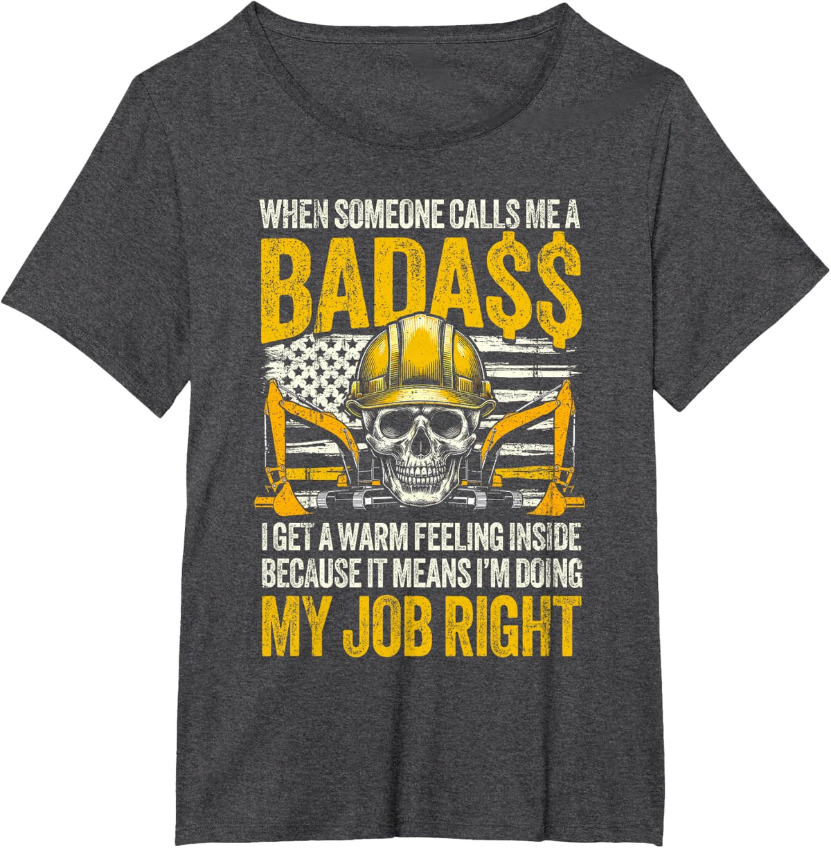 Construction worker Funny Heavy Equipment Operator excavator T-Shirt - Dark Heather Grey