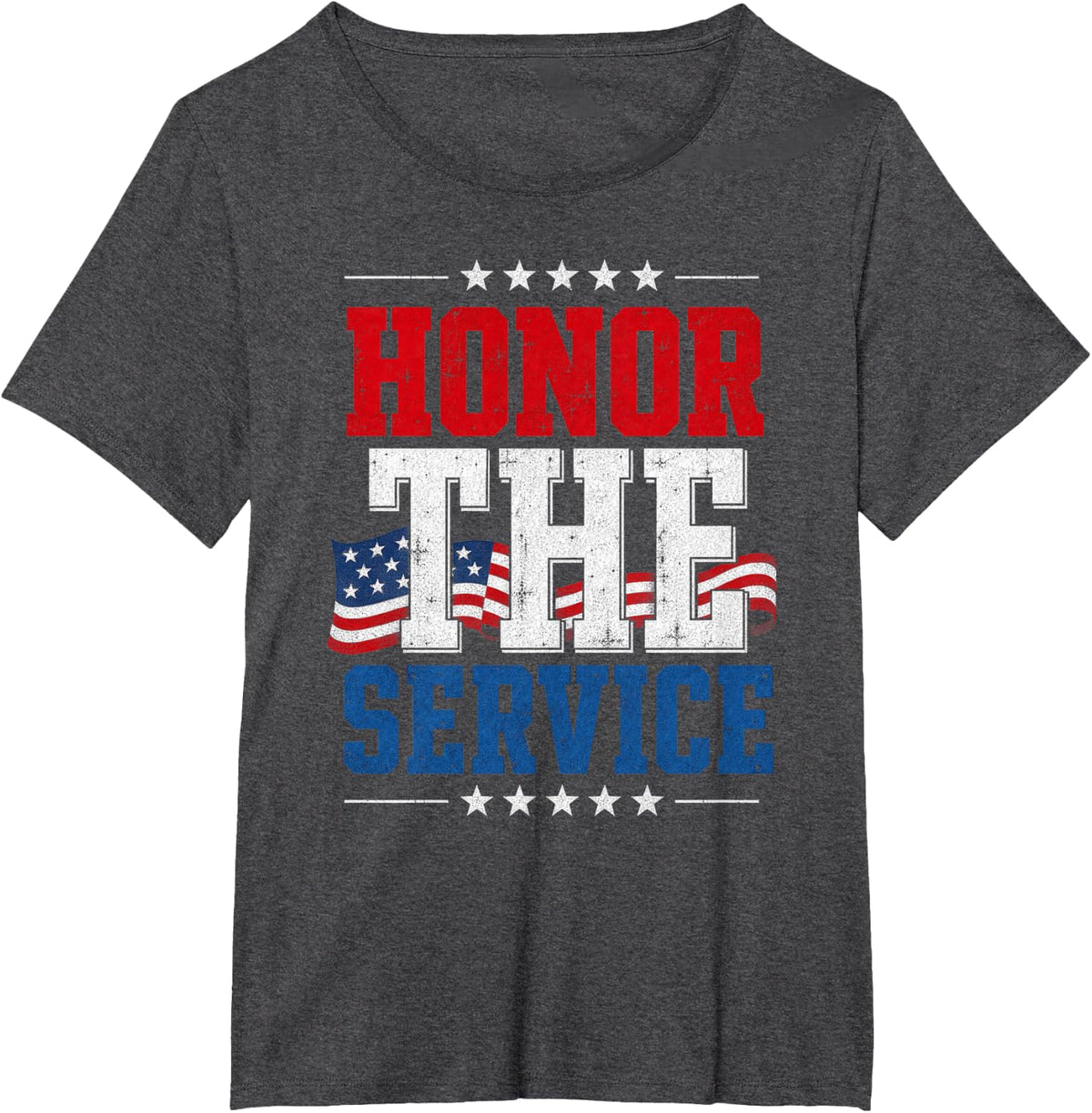 Veterans Day Honor The Service American Flag T-Shirt - Dark Heather Grey