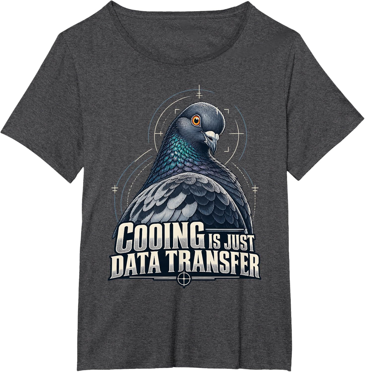 Funny Pigeon Just Data Transfer Anti-Surveillance Cameras T-Shirt - Dark Heather Grey