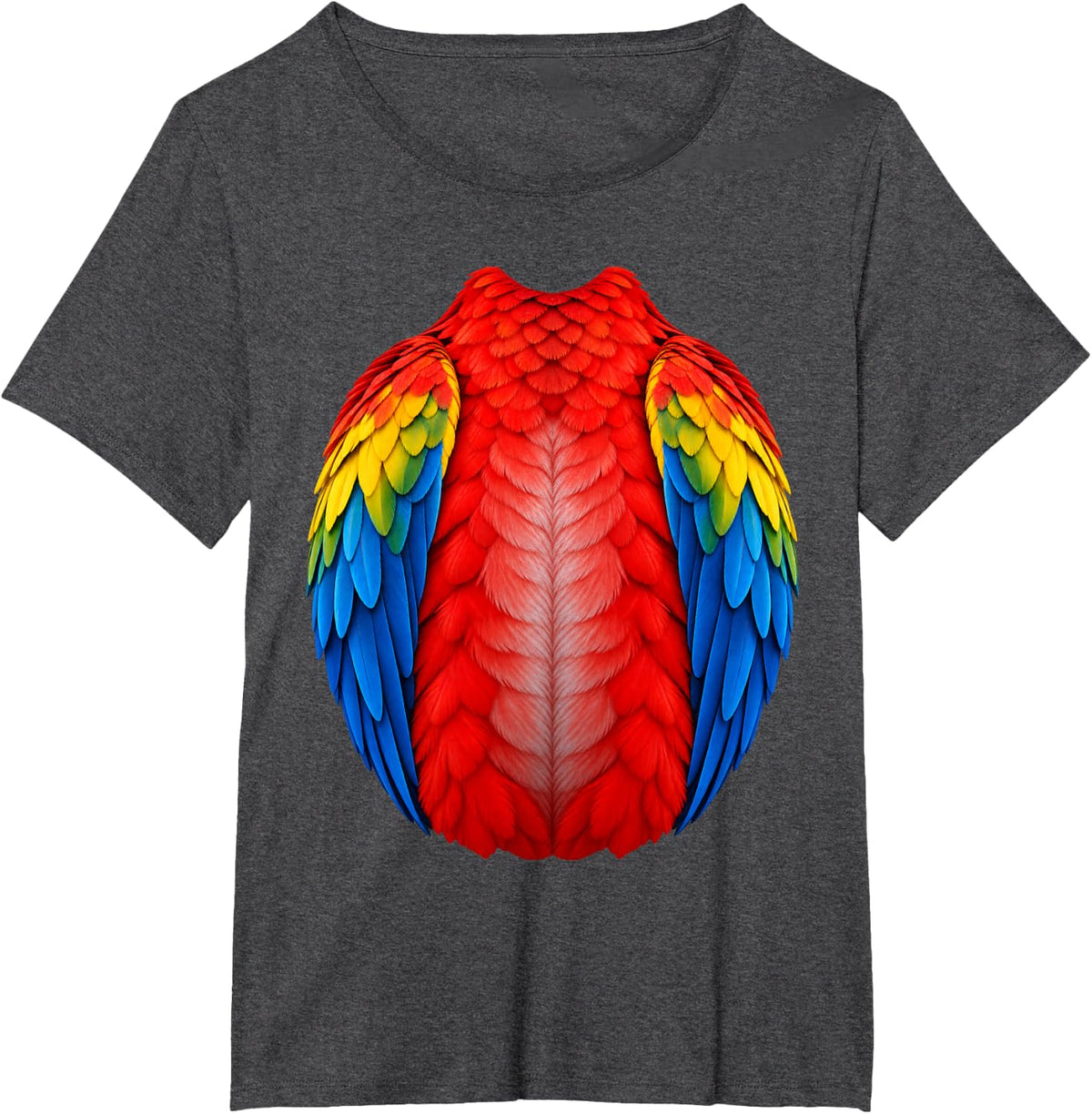 Parrot Belly Tummy Costume Realistic Feathered Bird Body T-Shirt - Dark Heather Grey