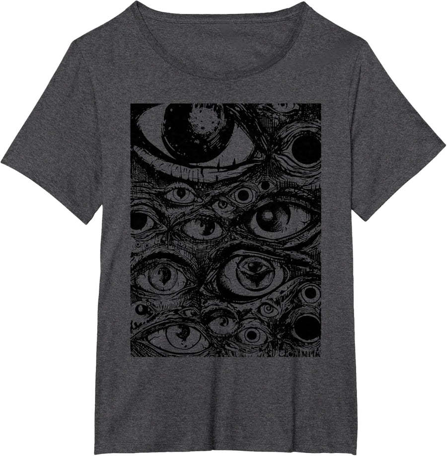 Weirdcore Grunge Eyeballs Gothic Occult Pastel Goth Horror T-Shirt - Dark Heather Grey