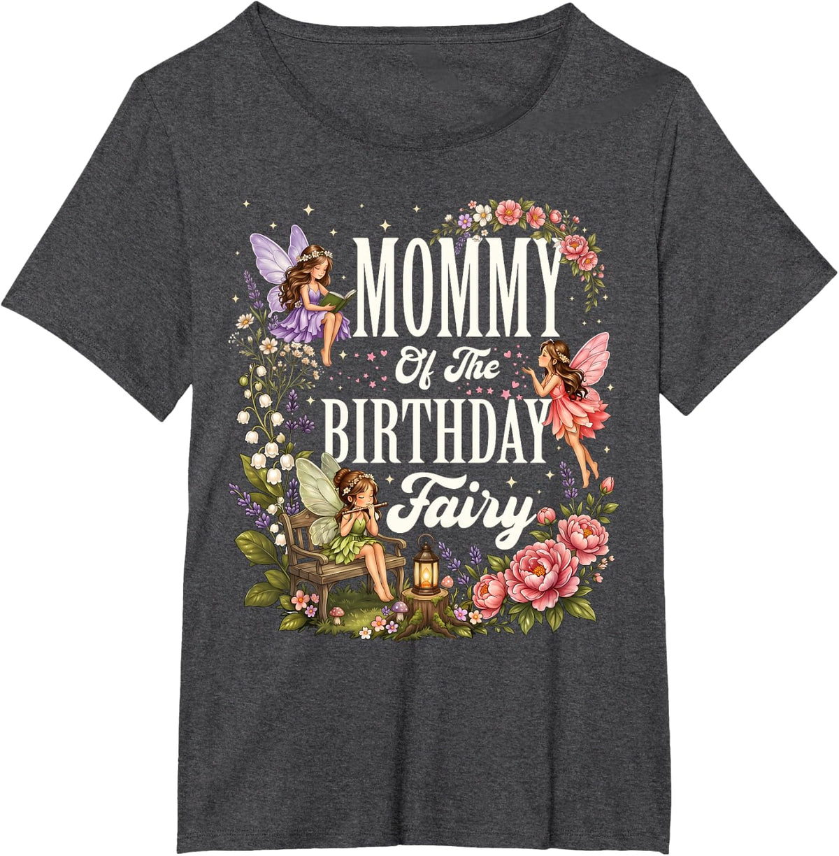 Mommy of The Birthday Fairy Girls Birthday Family Matching T-Shirt - Dark Heather Grey