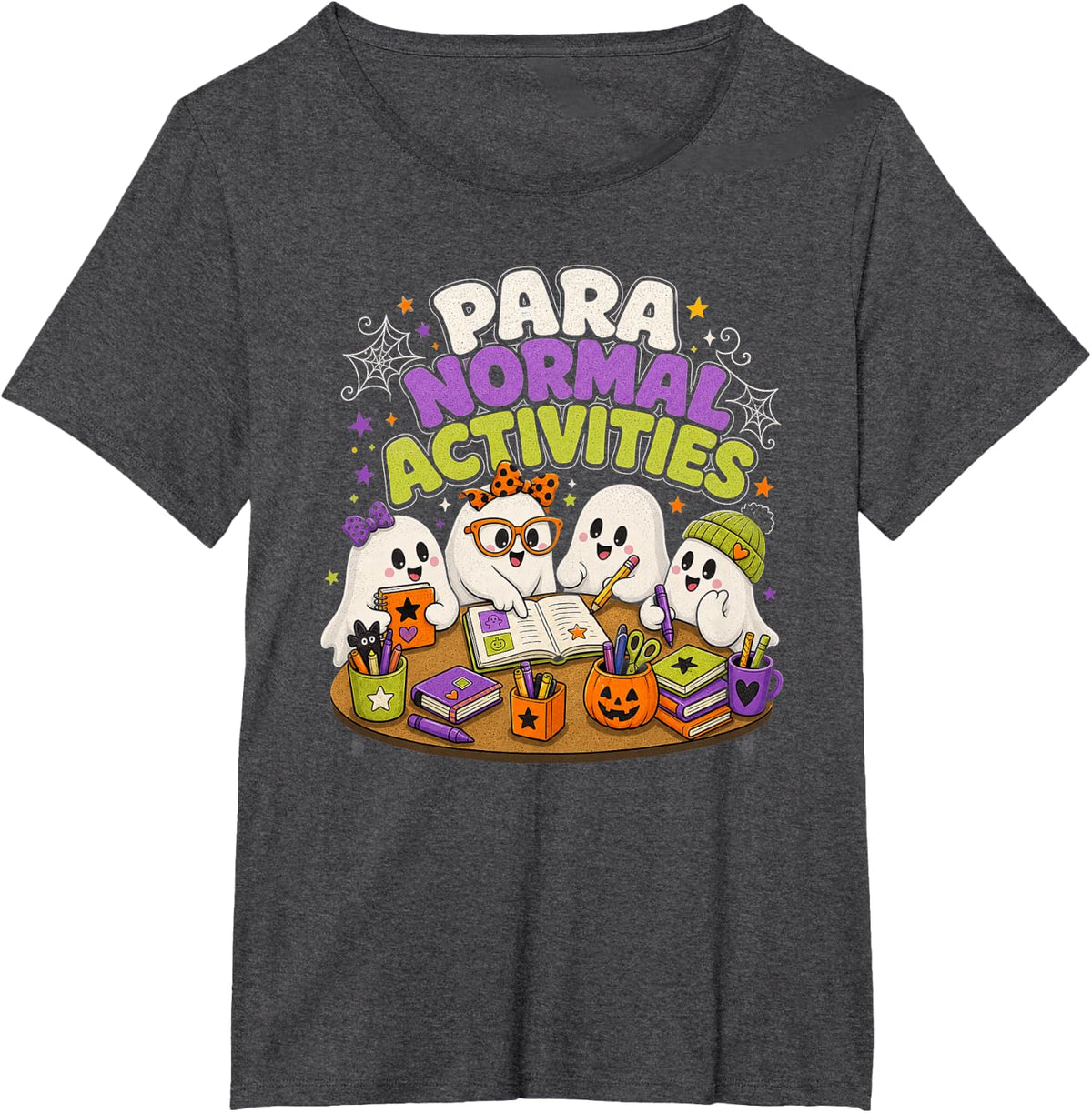 Paraprofessional Halloween Ghosts T-Shirt - Dark Heather Grey