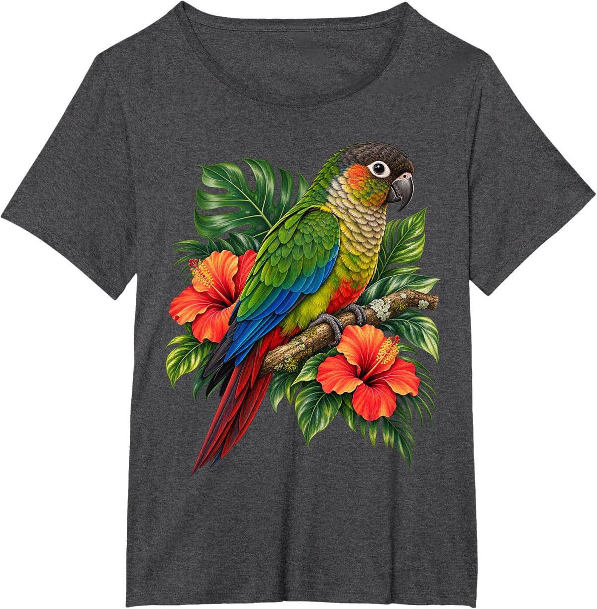 Half-Moon Parrot – Tropical Jungle Bird Lover T-Shirt - Dark Heather Grey