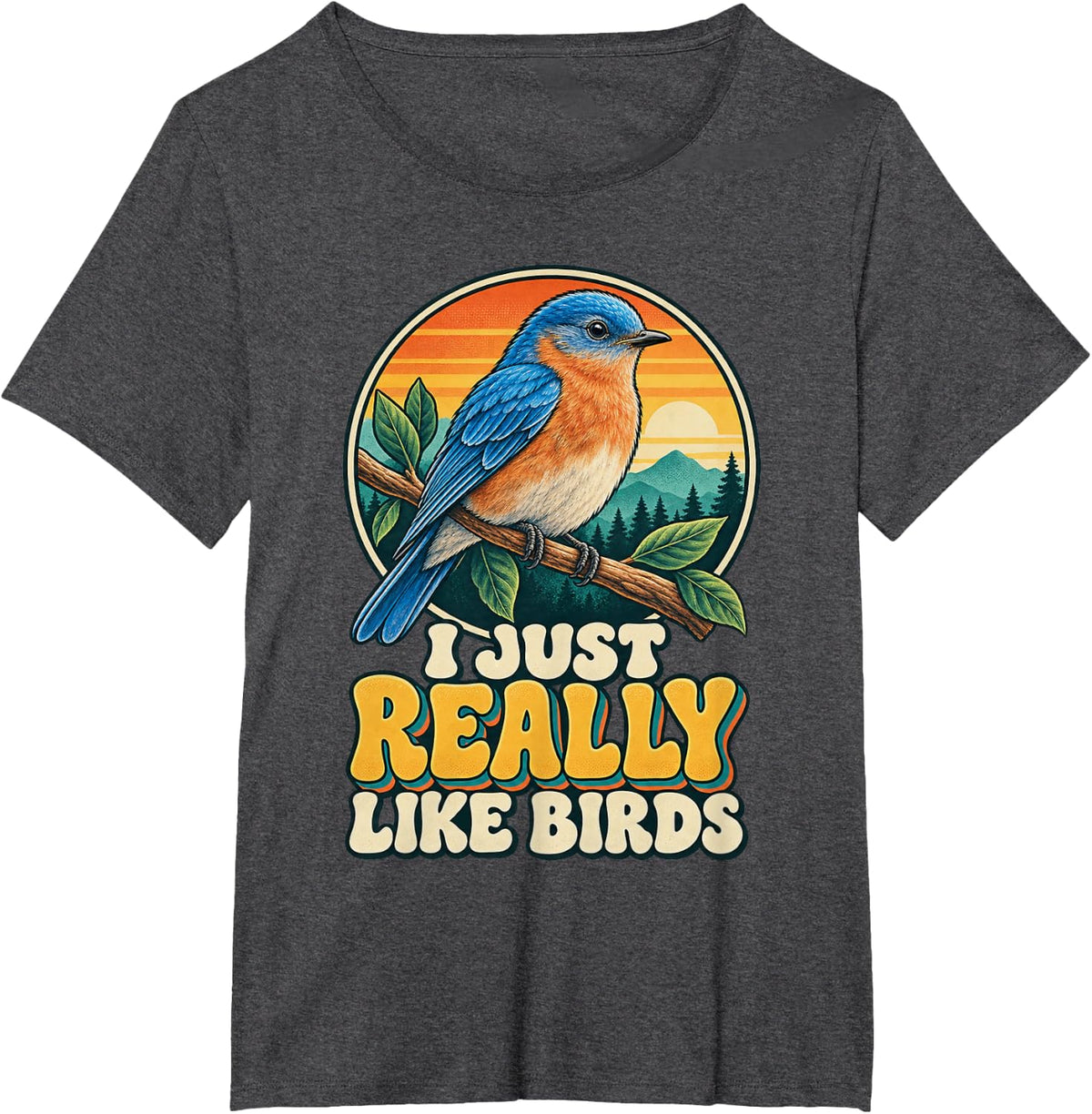 I JUST Really Like Birds Bird Lover Parrot Birdwatching T-Shirt - Dark Heather Grey