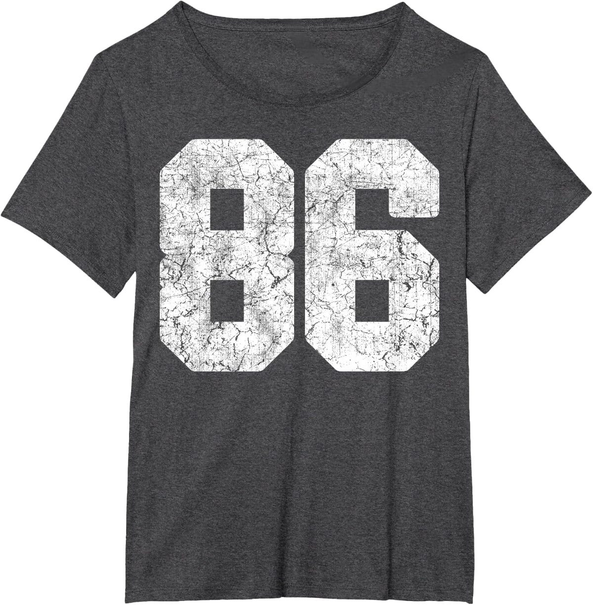Distressed White Number 86 Jersey Player Uniform #86 Grunge T-Shirt - Dark Heather Grey