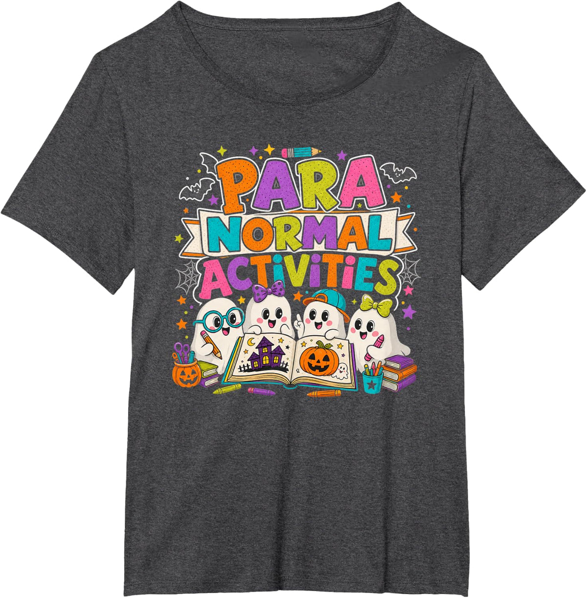 Paraprofessional Halloween Classroom Ghosts T-Shirt - Dark Heather Grey