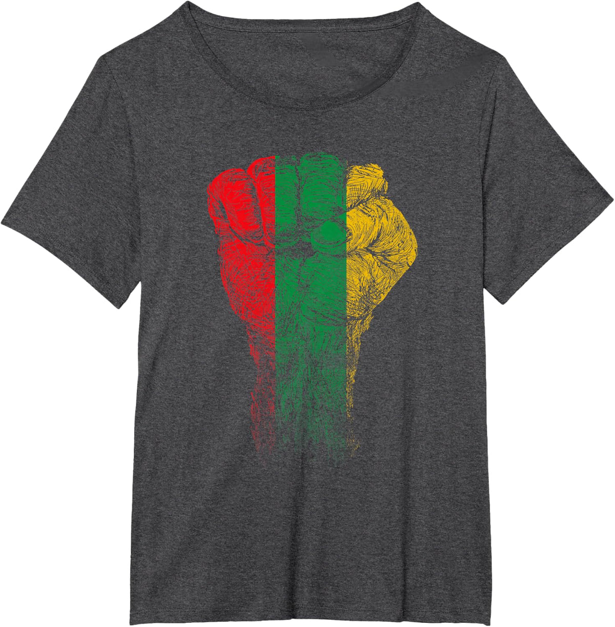 Pan African UNIA flag Fist T-Shirt - Dark Heather Grey