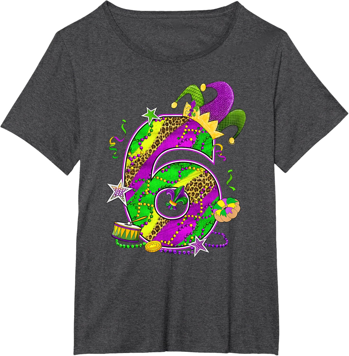 Mardi Gras Six Seven 6 7 Matching Costume Couple Men Women T-Shirt - Dark Heather Grey