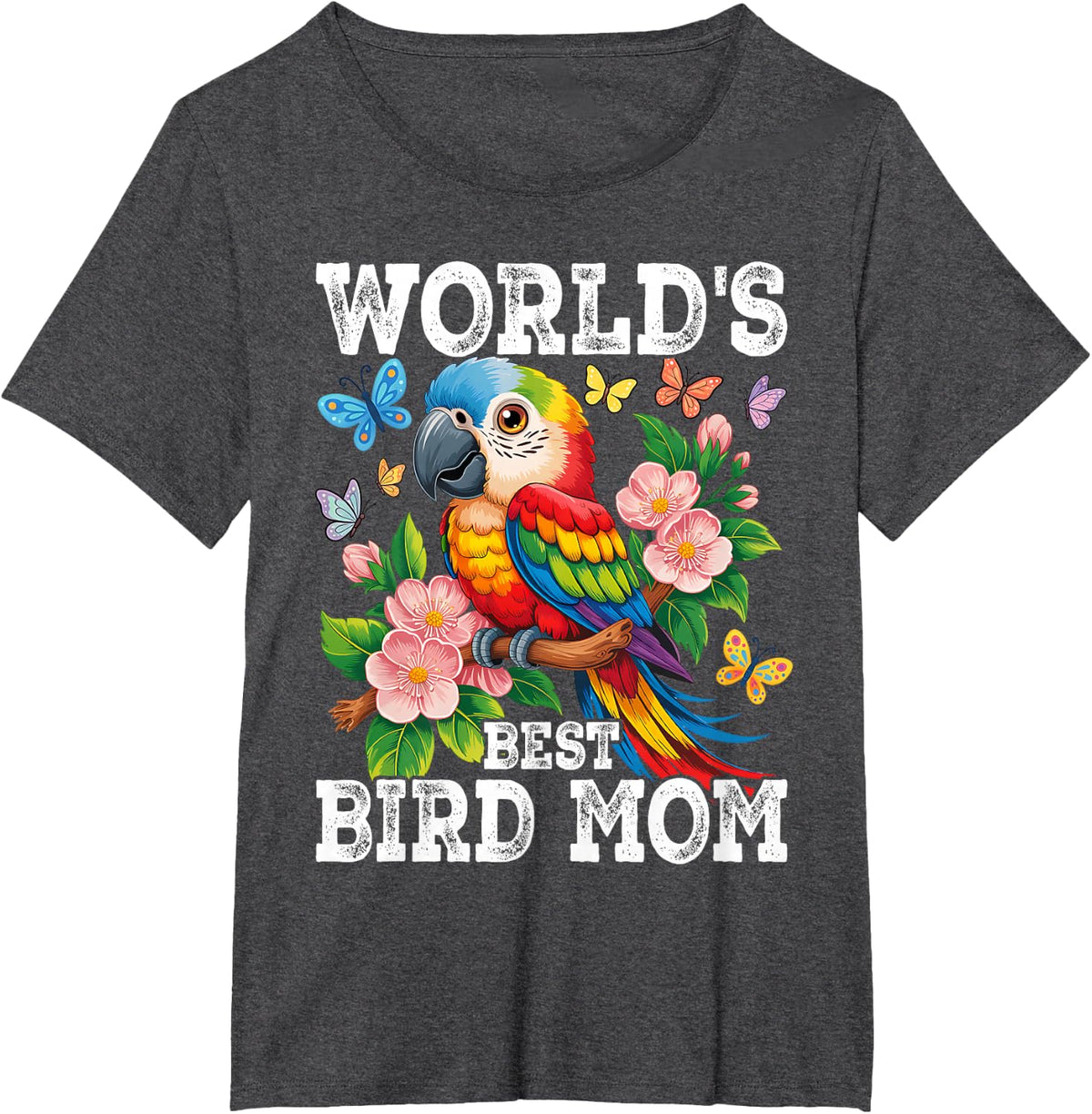 Bird Mom - Funny Bird Lover Parrot T-Shirt - Dark Heather Grey