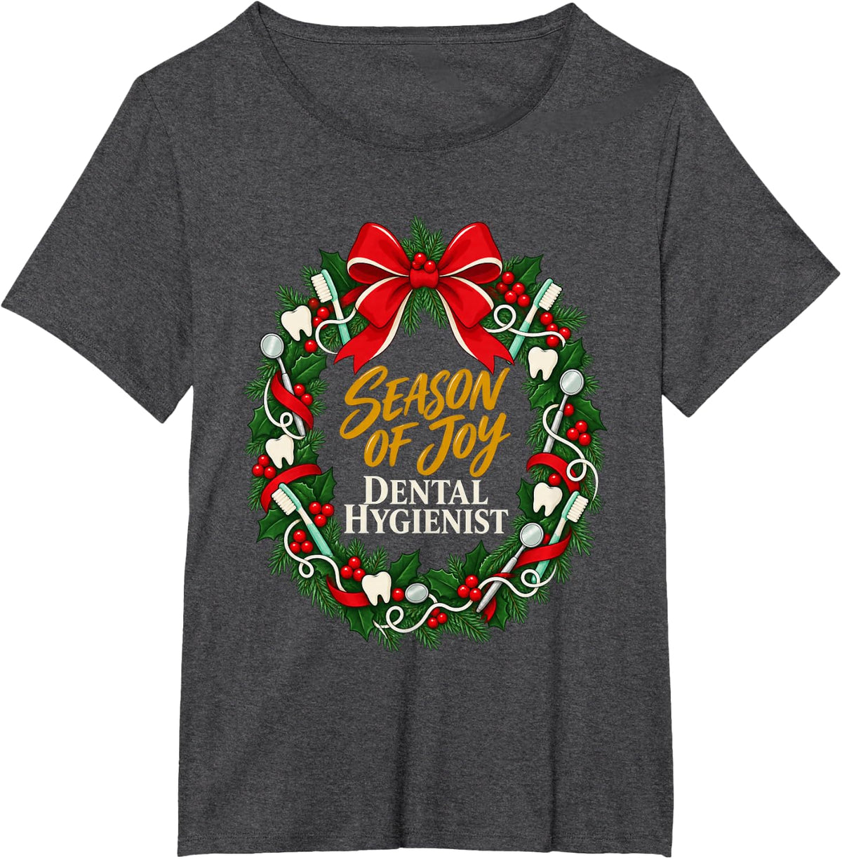 Christmas Dental Hygienist Festive Season T-Shirt - Dark Heather Grey
