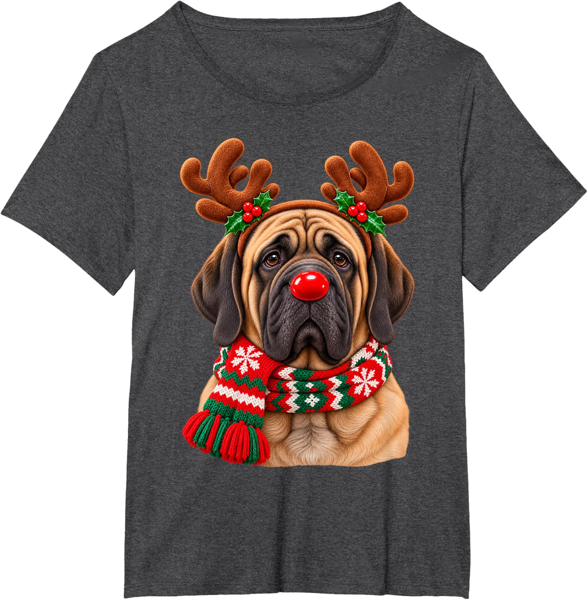 Christmas Mastiff Reindeer Dog Lover Mastiff Mom T-Shirt - Dark Heather Grey