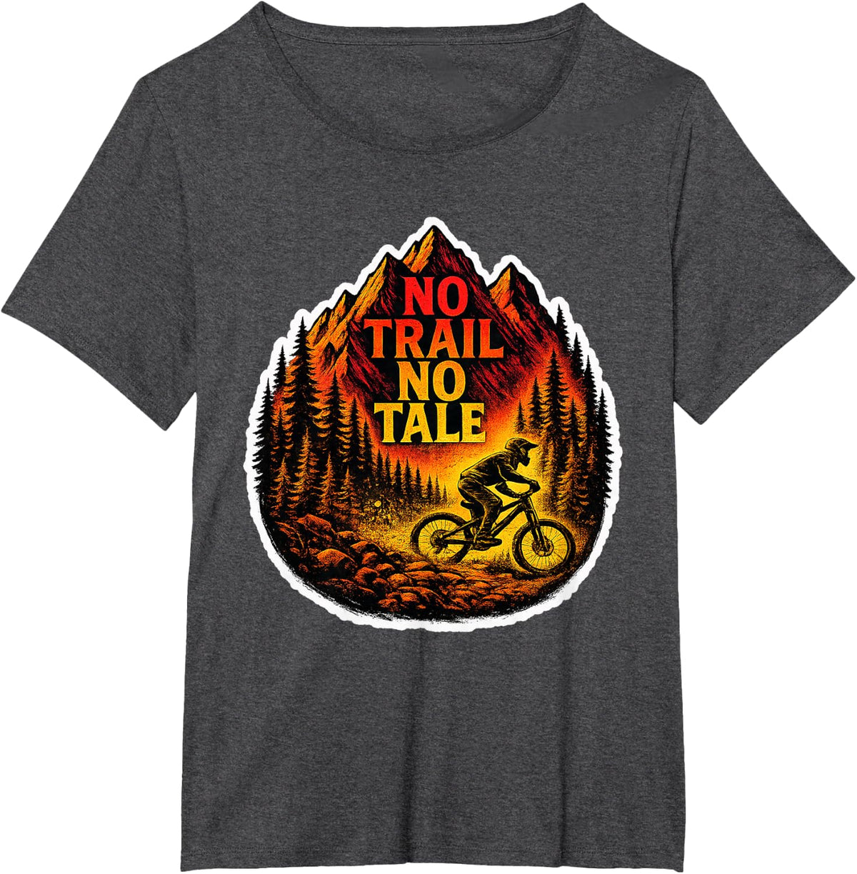 Mountain Biking Adventure Design T-Shirt - Dark Heather Grey
