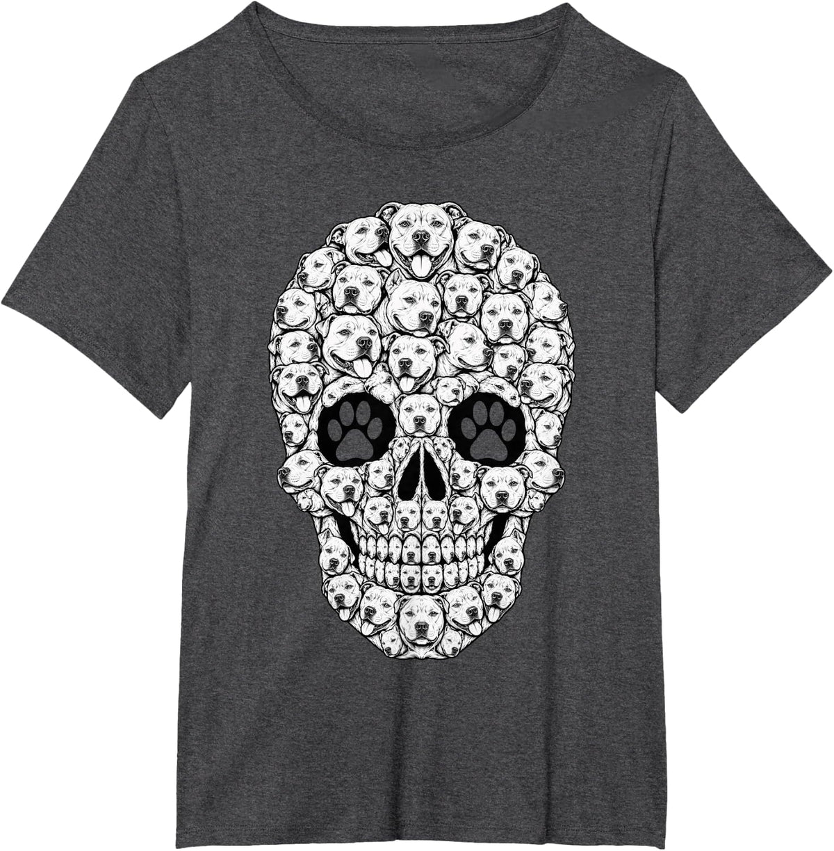 Pitbull Skull American Staffy Bully Breed Canine Owners T-Shirt - Dark Heather Grey