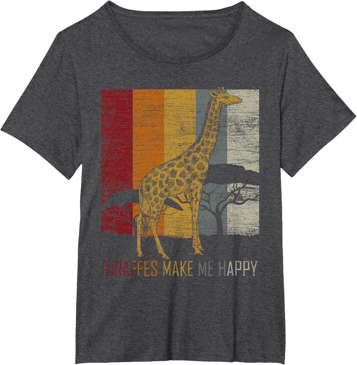 Zoo Keeper Africa Vintage Retro Gift Giraffe T-Shirt - Dark Heather Grey