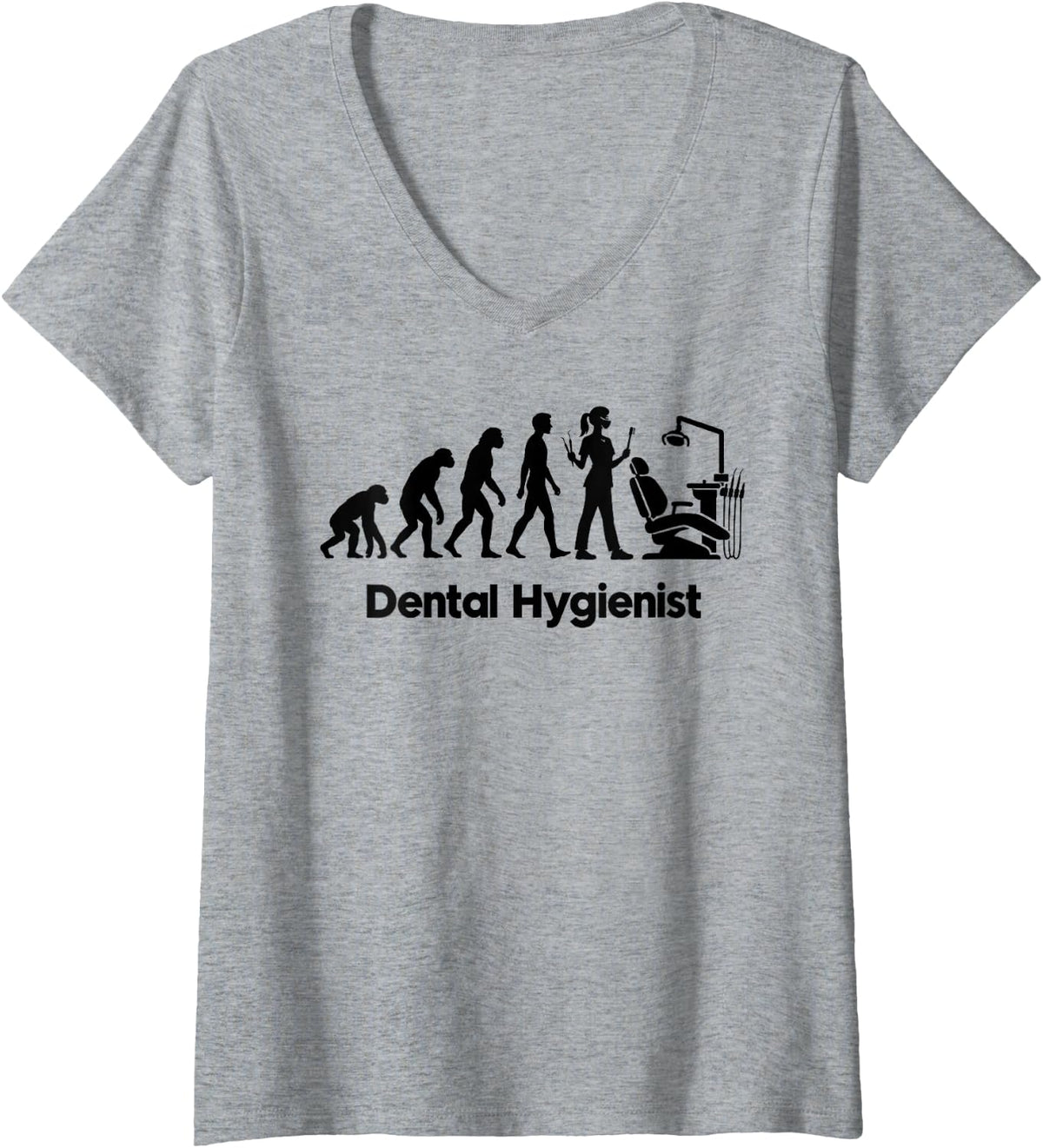 Women's Dental Hygienist Evolution Profession V-Neck T-Shirt - Heather Grey