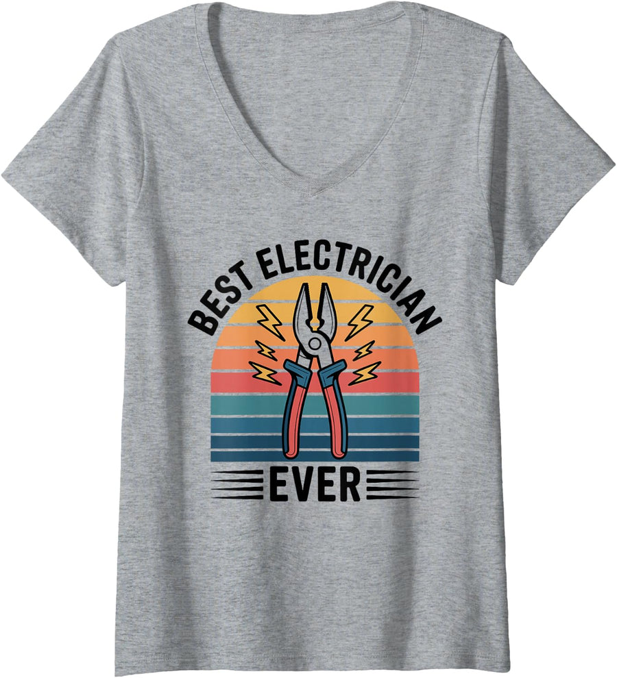 Women's Best Electrician Ever V-Neck T-Shirt - Heather Grey