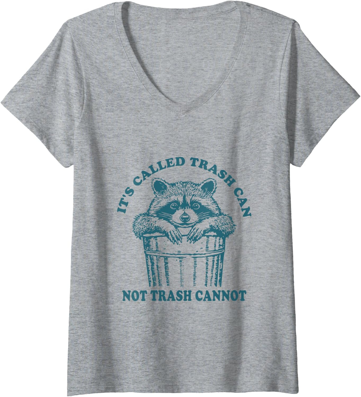 Women's It's Called Trash Can Not Trash Cannot Funny Garbage Raccoon V-Neck T-Shirt - Heather Grey