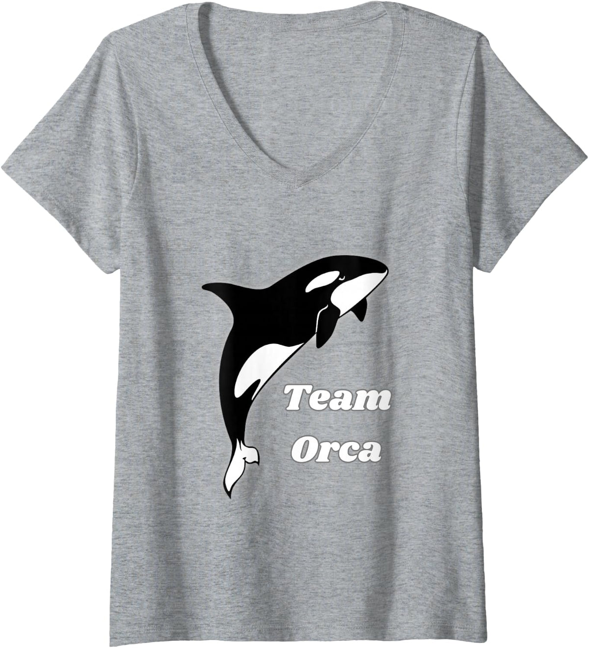 Women's Team Orca Cute Killer Whale Gift V-Neck T-Shirt - Heather Grey