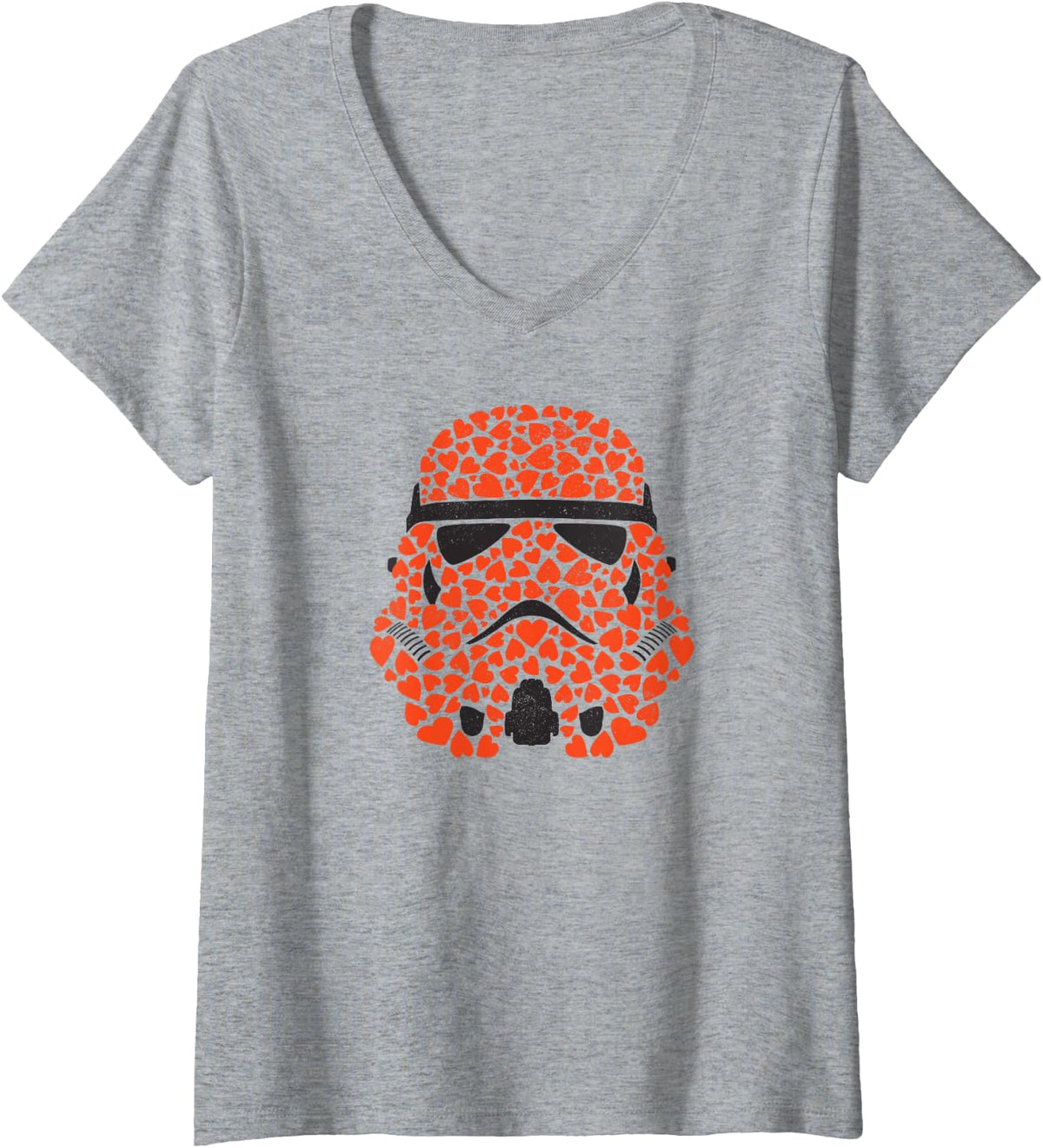 Womens Star Wars Valentine's Day Stormtrooper Hearts V-Neck T-Shirt - Heather Grey