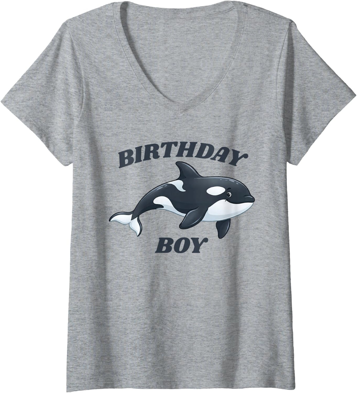 Women's Birthday Boy Killer Whale Orca V-Neck T-Shirt - Heather Grey