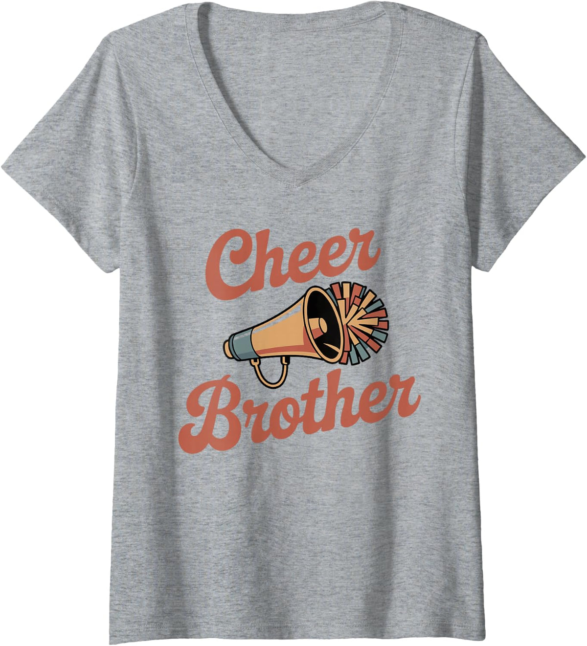 Women's Funny Cheer Brother V-Neck T-Shirt - Heather Grey