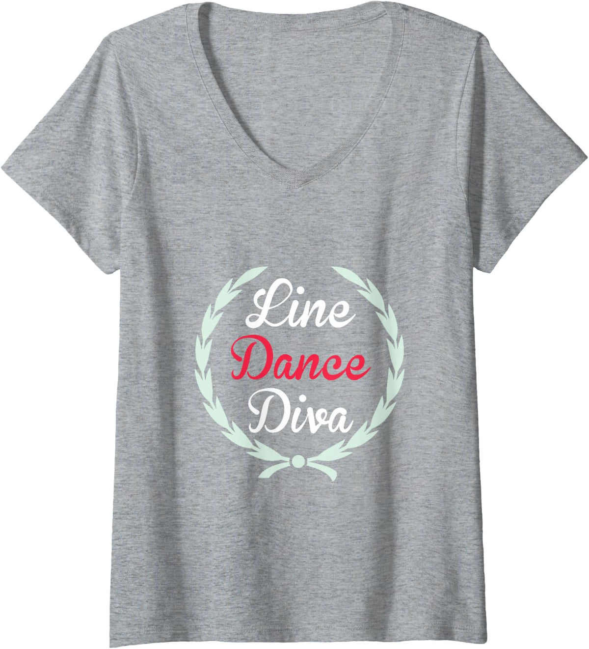 Womens Line Dance Diva Line Dancing Choregraphy Country Music V-Neck T-Shirt - Heather Grey
