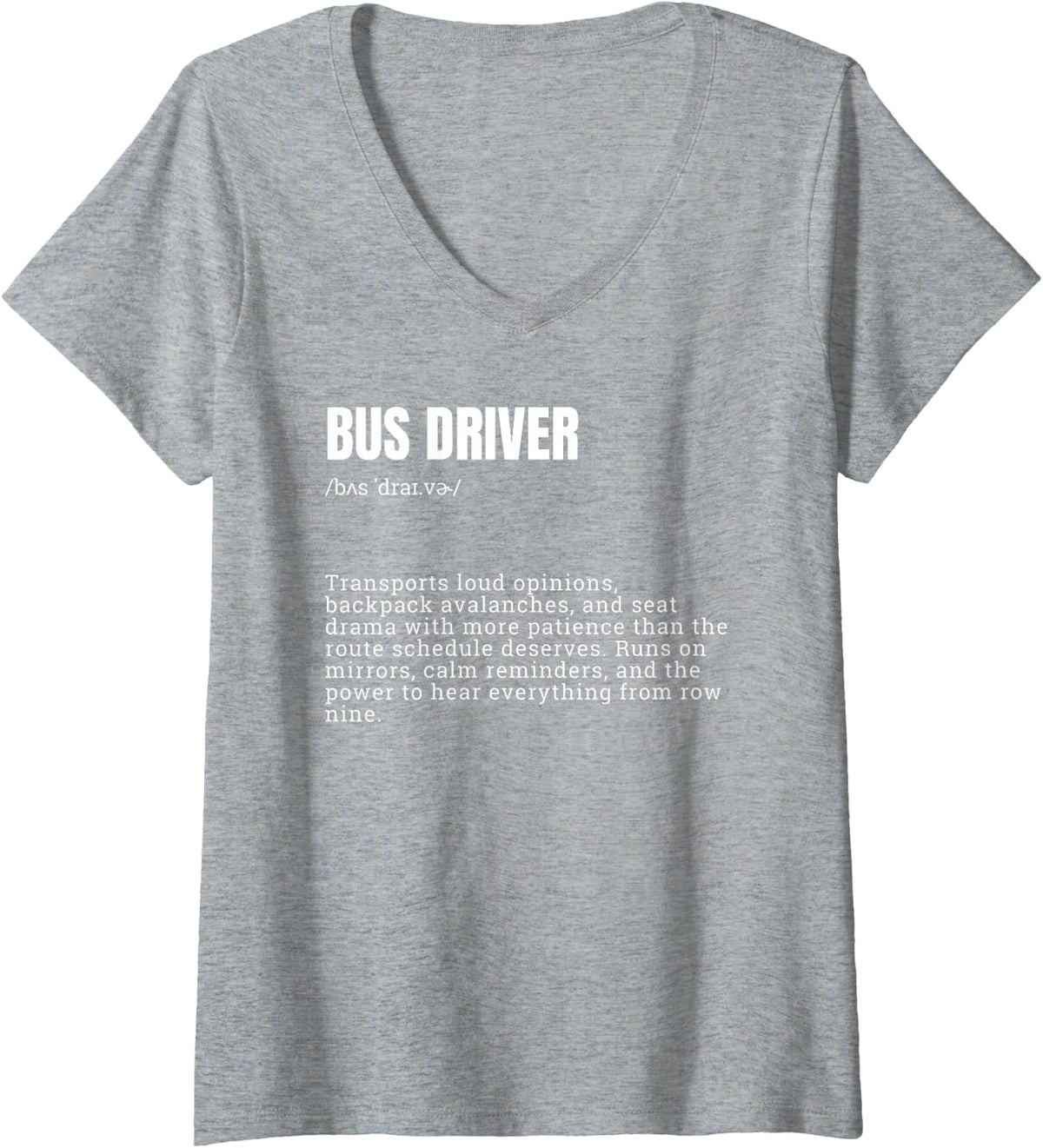 Women's Funny Bus Driver Definition Appreciation V-Neck T-Shirt - Heather Grey