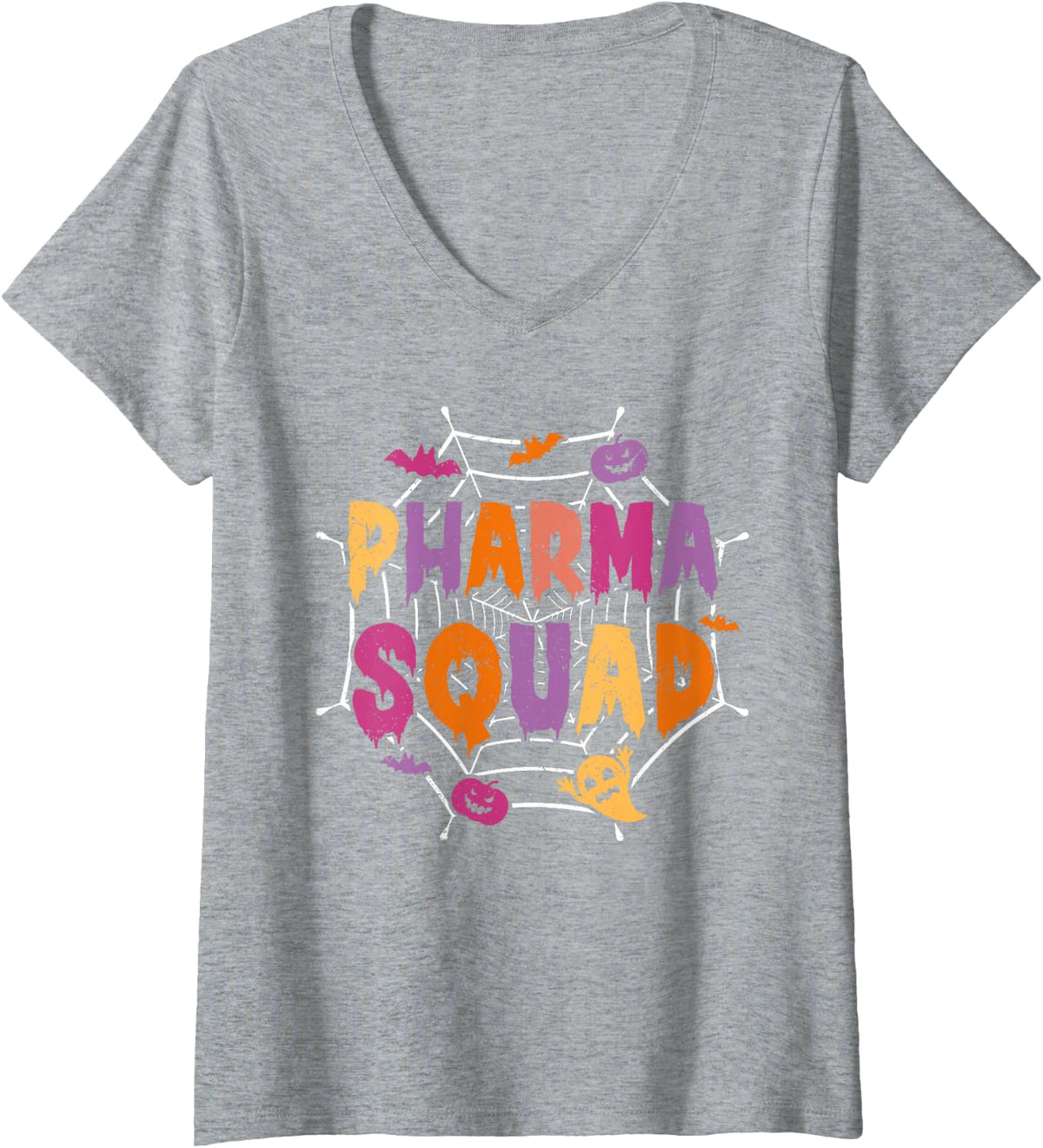 Women's Halloween Pharma Squad Matching Pharmacy Tech V-Neck T-Shirt - Heather Grey