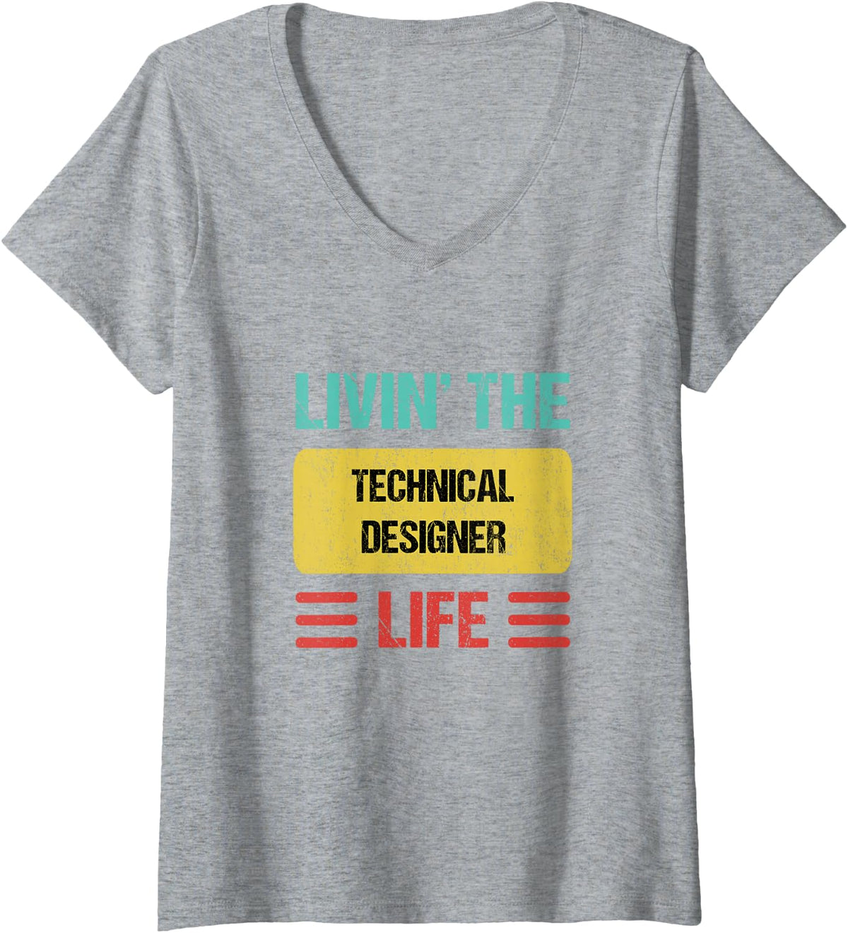 Women's Technical Designer V-Neck T-Shirt - Heather Grey