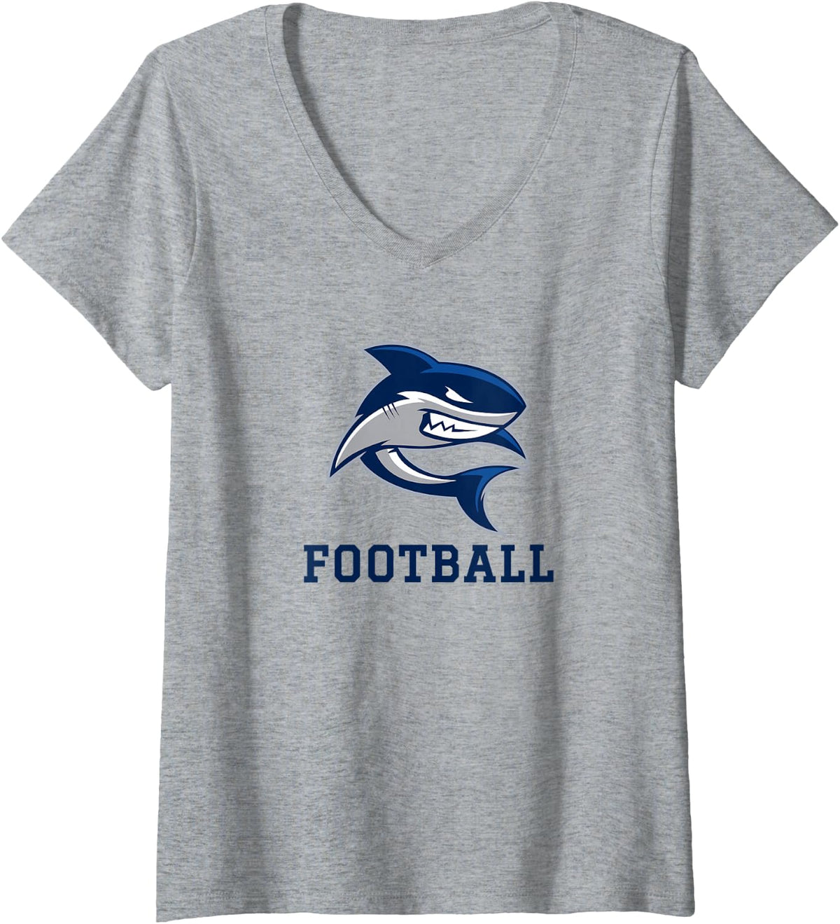 Women's Spanish River Community Sharks Football V-Neck T-Shirt - Heather Grey