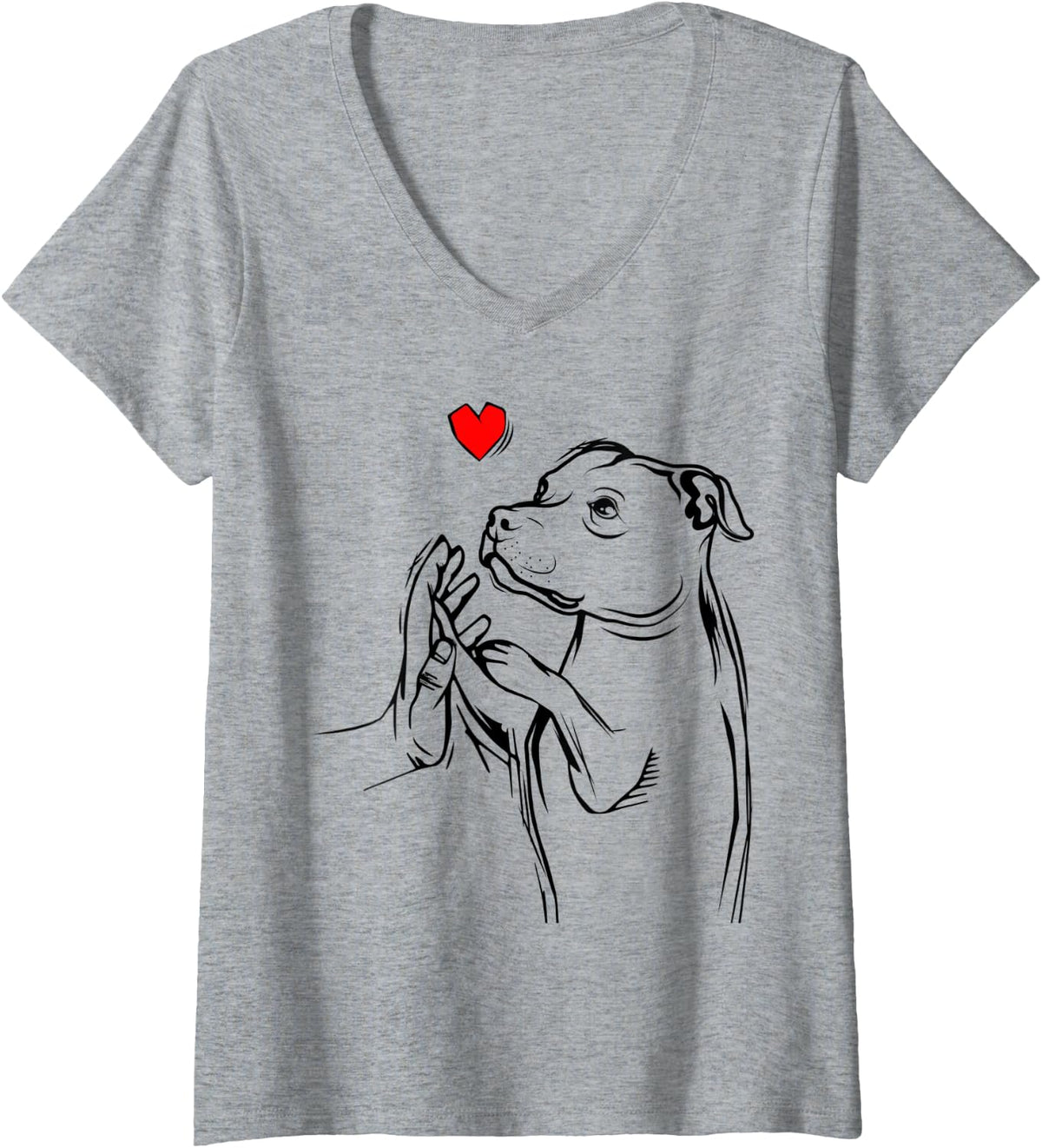 Womens Staffordshire Bull Terrier Love Dog Mom Girls V-Neck T-Shirt - Heather Grey