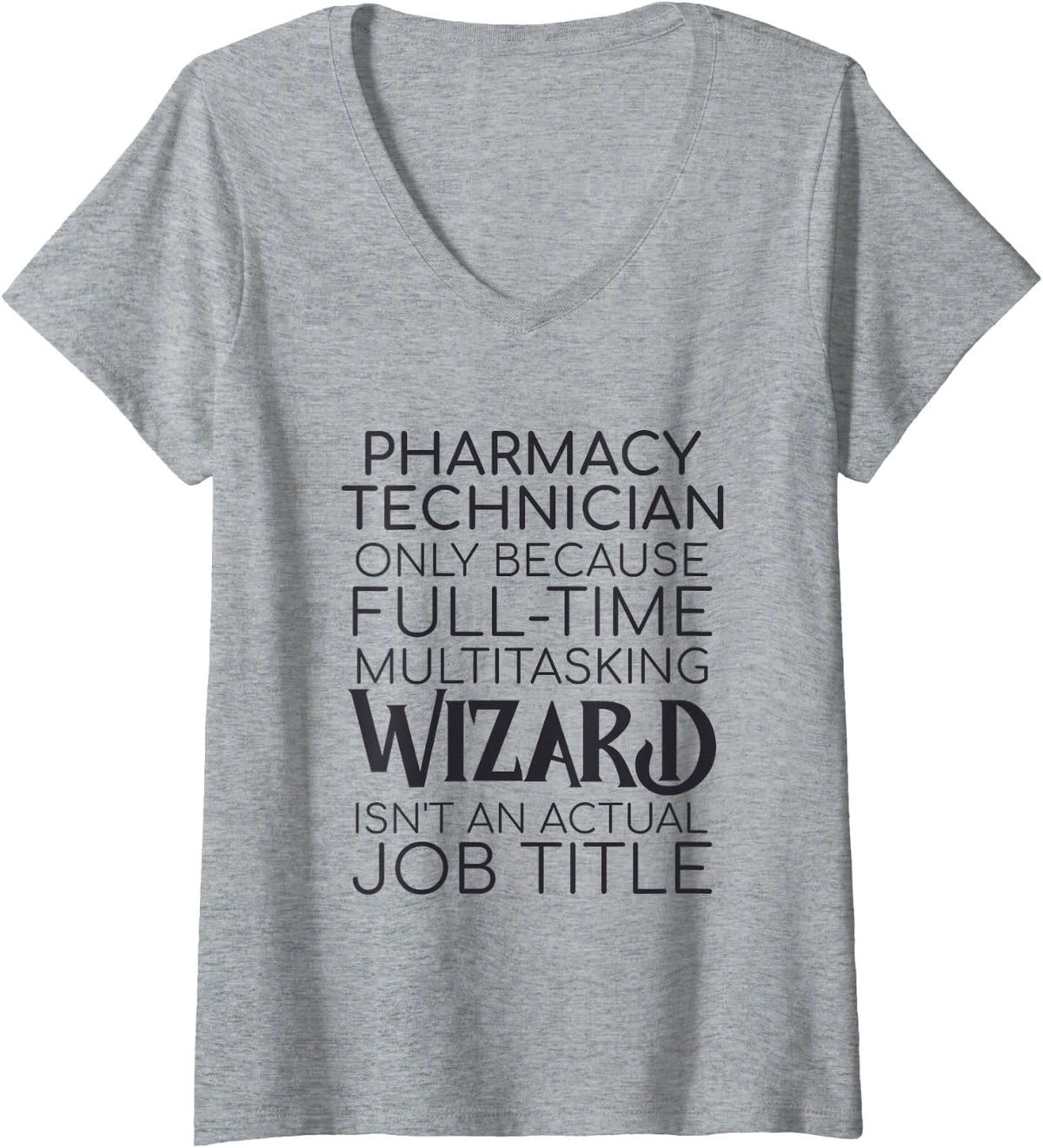 Women's Pharmacy Technician Wizard Tech V-Neck T-Shirt - Heather Grey