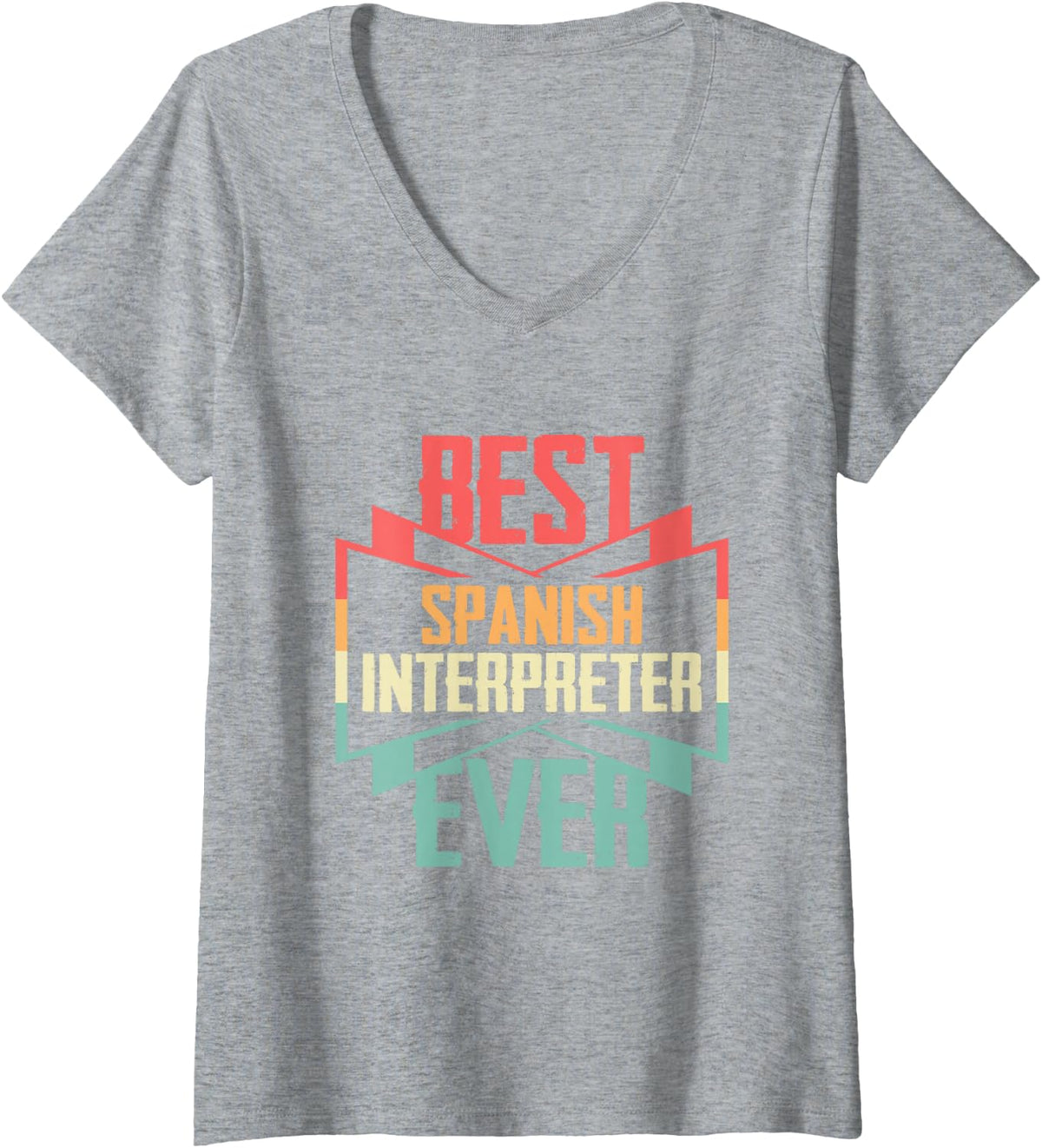 Women's Vintage Best Spanish Interpreter Ever V-Neck T-Shirt - Heather Grey
