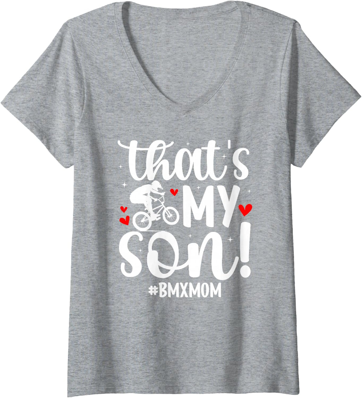 Women's That's My Son BMX Mom of A BMX Rider Mom BMX Mama BMX Mother V-Neck T-Shirt - Heather Grey