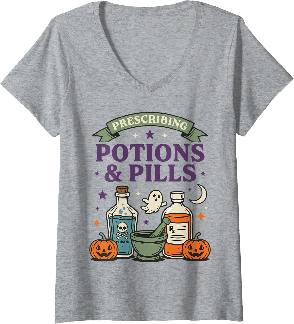 Women's Halloween Pharmacist V-Neck T-Shirt - Heather Grey