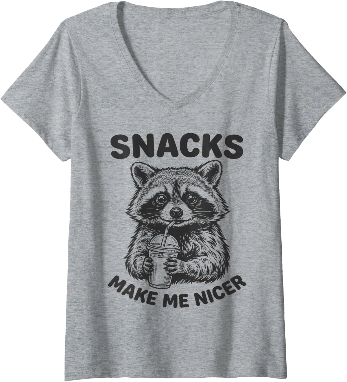Women's Trash Panda Raccoon Gifts Funny Raccoon Animal Humor Meme V-Neck T-Shirt - Heather Grey