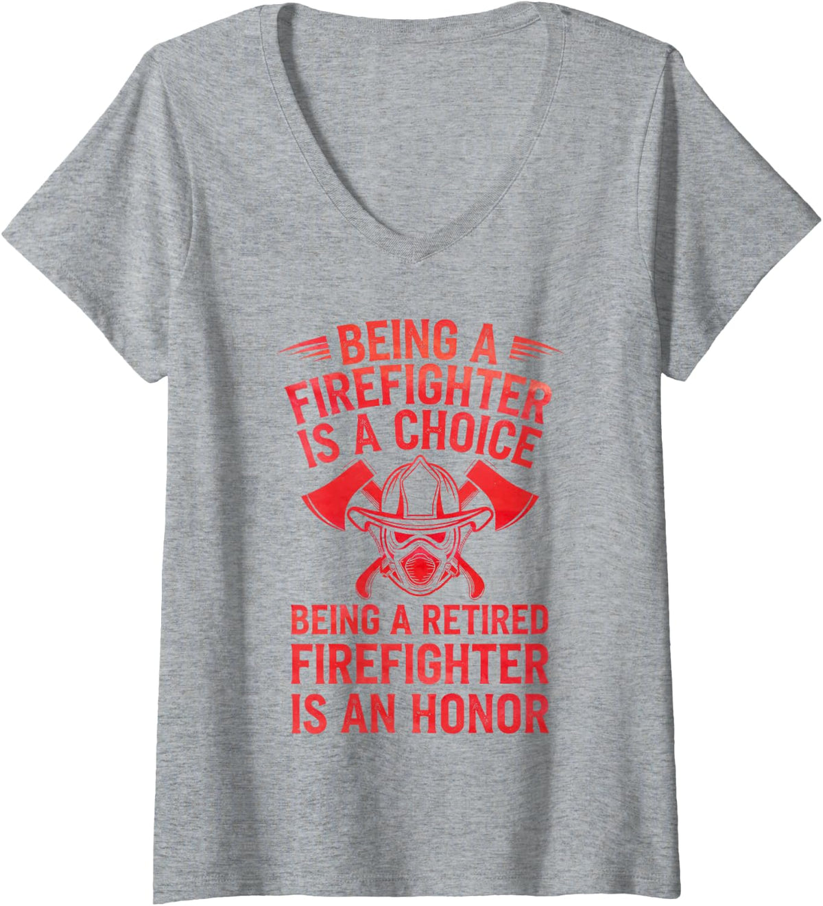 Women's Funny Firefighter Design for Men Women Fireman Firefighter V-Neck T-Shirt - Heather Grey