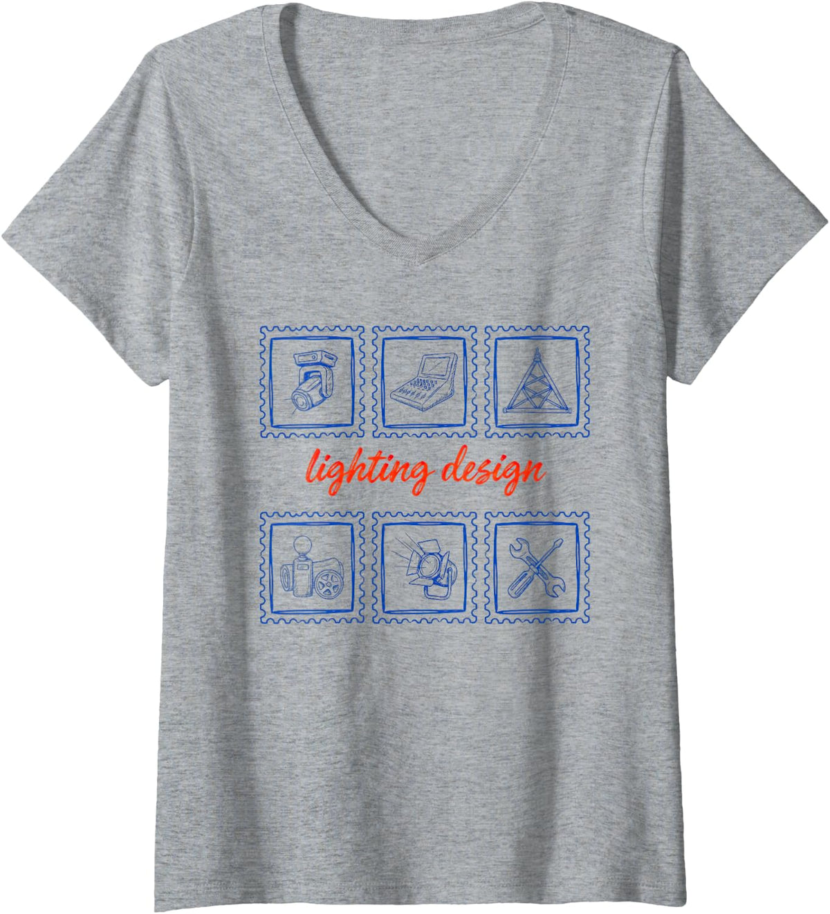 Women's Lighting Designer Stage Theatrical Architectural Technician V-Neck T-Shirt - Heather Grey