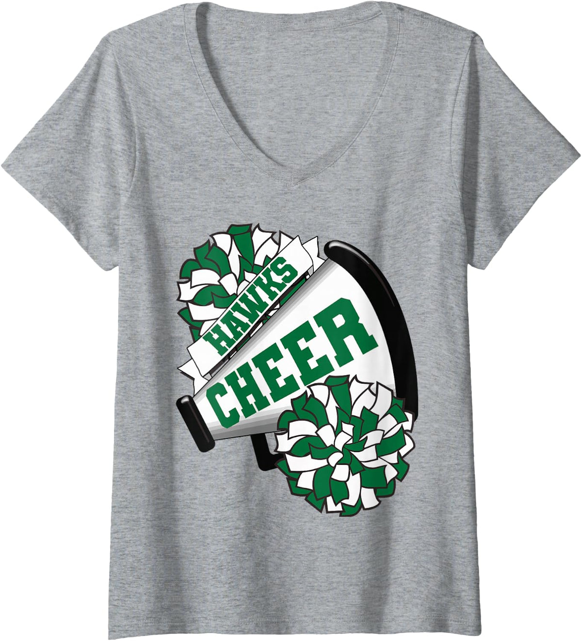 Womens Hawks Cheer Back To School Cheerleading Spirit G V-Neck T-Shirt - Heather Grey