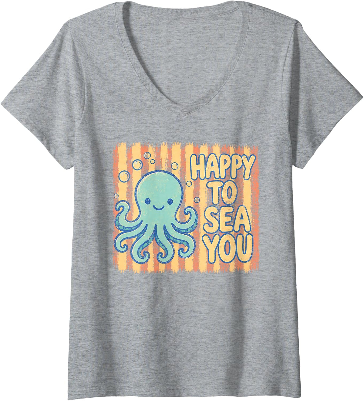 Women's Happy to Sea You Octopus Teacher Animals Back to School V-Neck T-Shirt - Heather Grey
