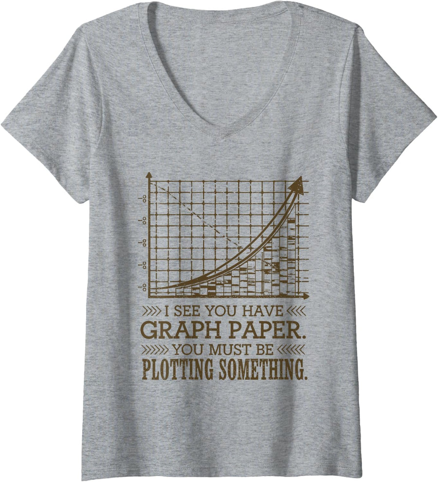 Women's Funny Math Art Graphing Paper for Mathematics Student V-Neck T-Shirt - Heather Grey