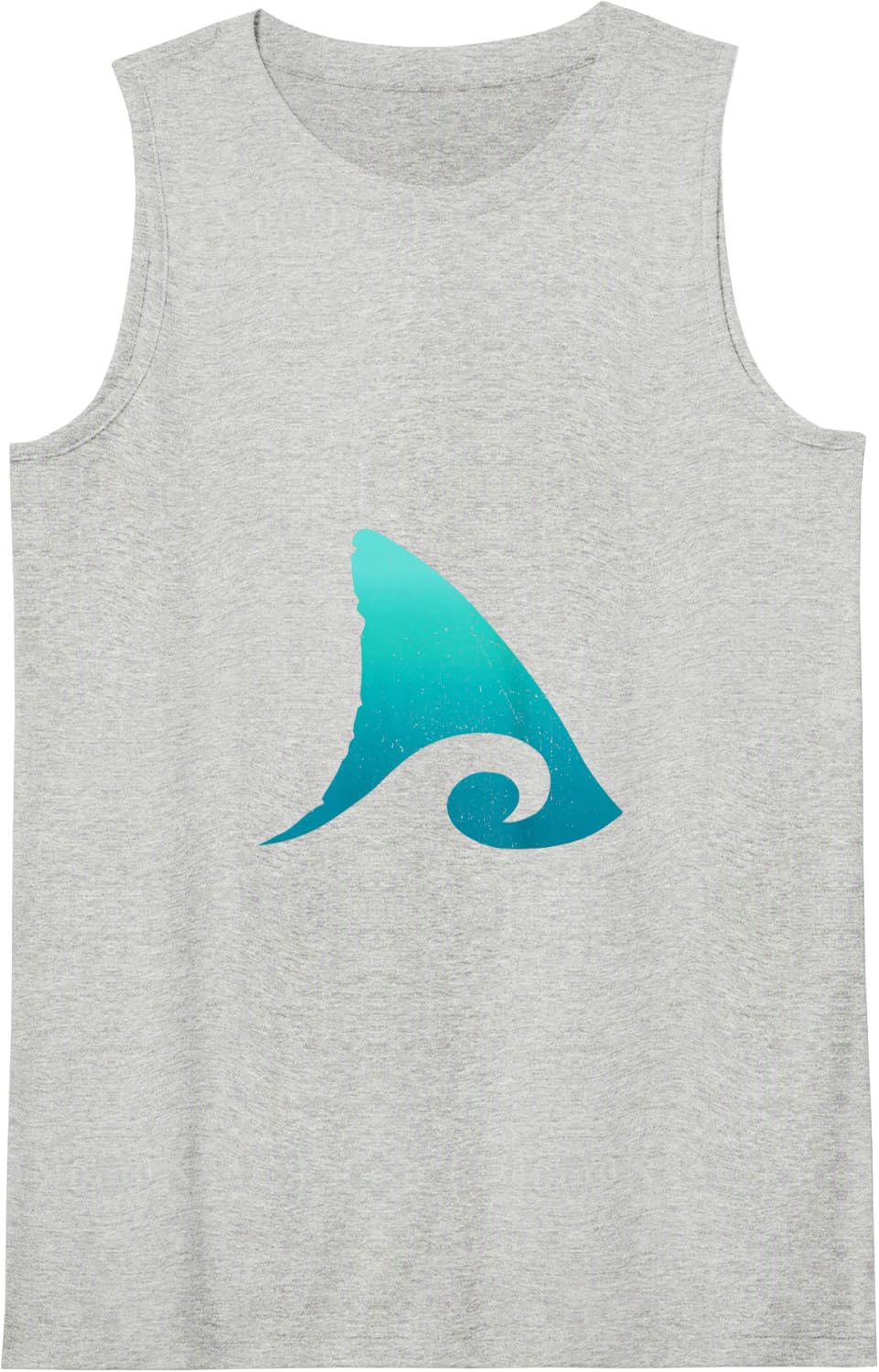 Shark Fin Ocean Wave Design Tank Top - Heather Grey