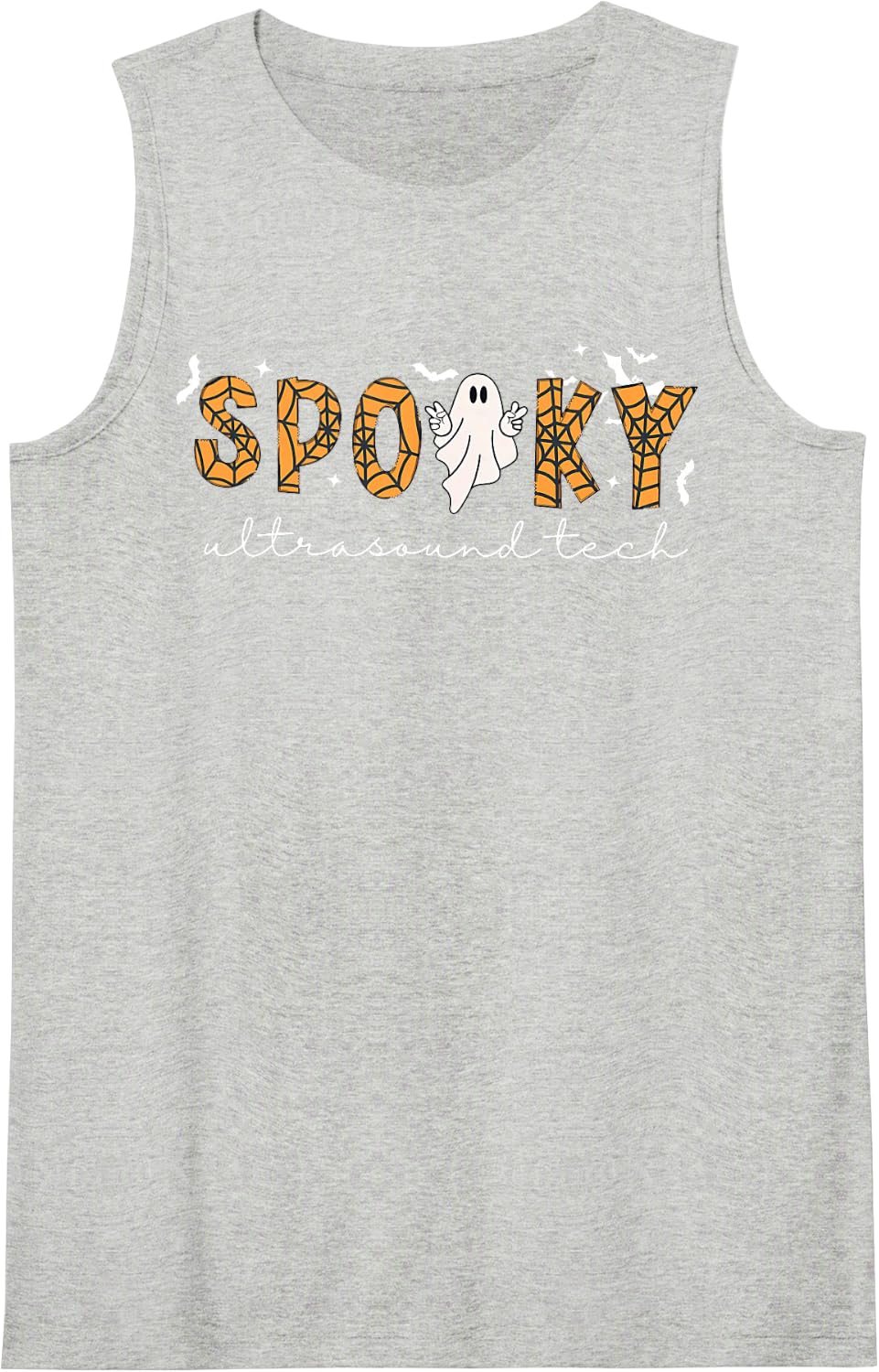 Spooky Ultrasound Tech Ghost Sonographer Halloween Season Sleeveless Tank Top - Heather Grey