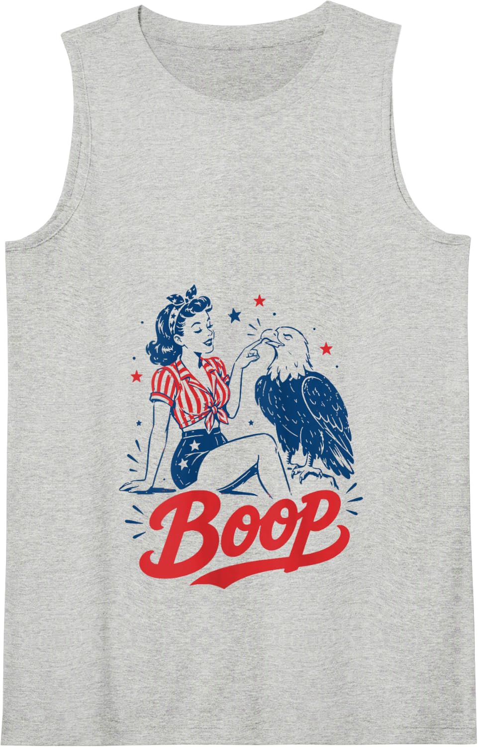 Boop Vintage USA Girl and Eagle Funny Patriotic Retro Art Tank Top - Heather Grey