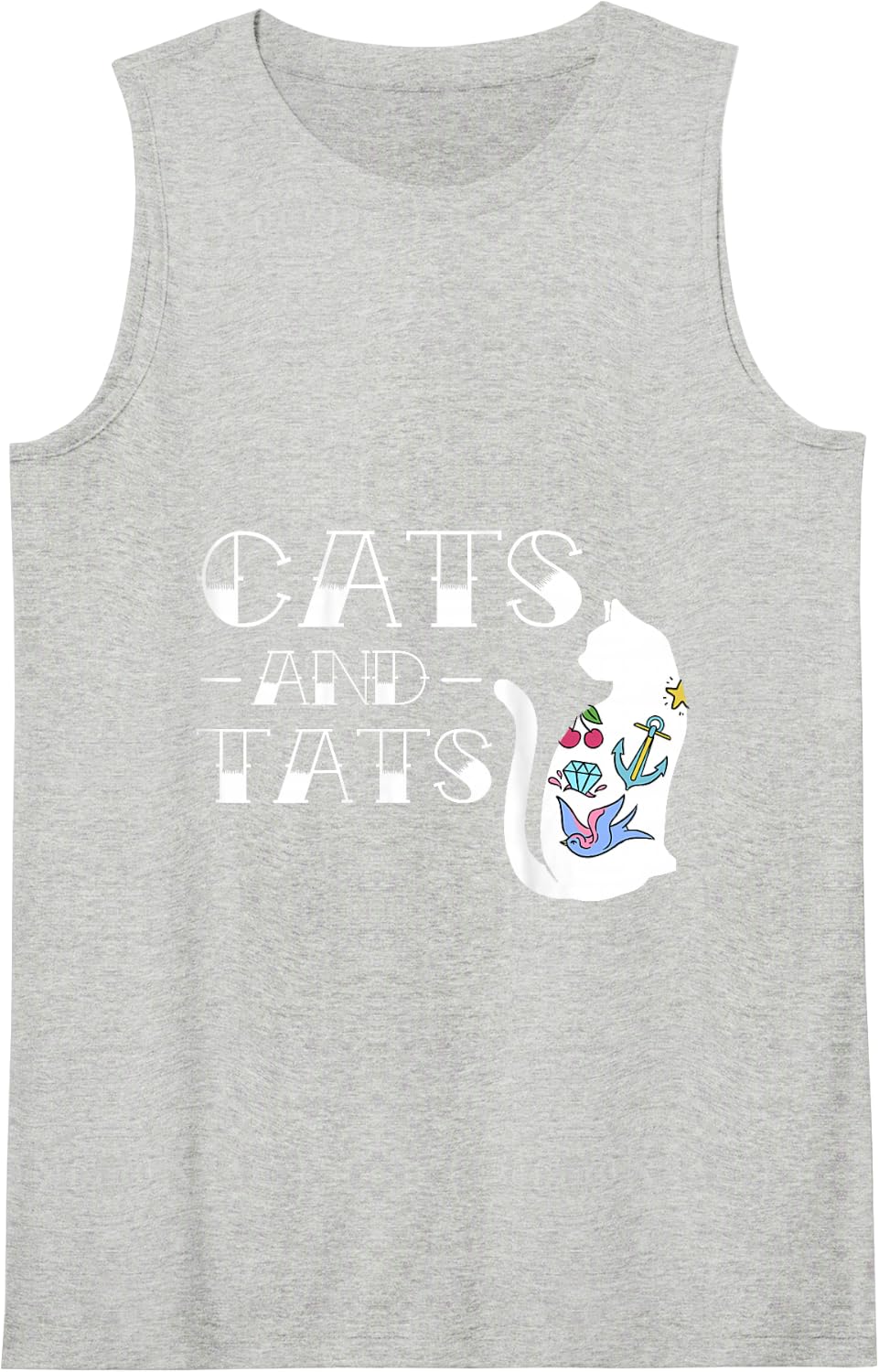 Funny Cats and Cat Tattoo Lover Cats & Tats Tattoo Art Tank Top - Heather Grey