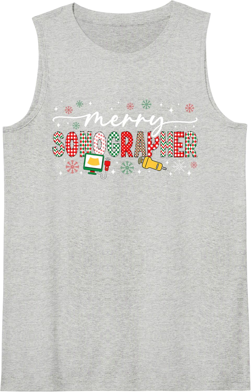 Merry Sonographer Christmas Sonography Xmas Party Sleeveless Tank Top - Heather Grey