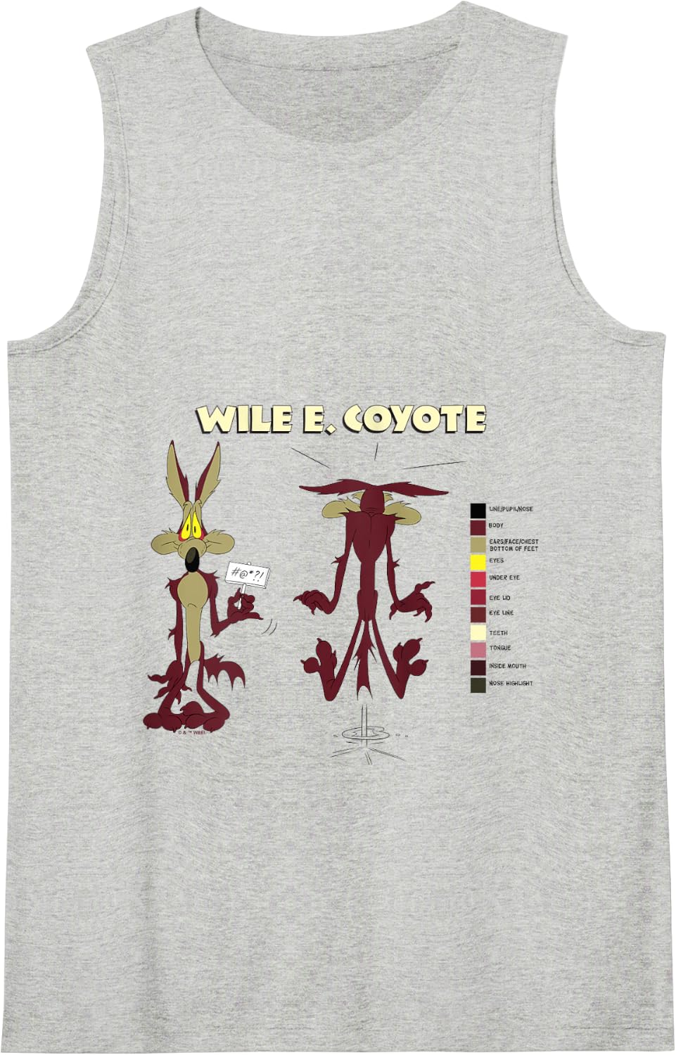 Looney Tunes Wile E. Coyote Retro Color Code Tank Top - Heather Grey